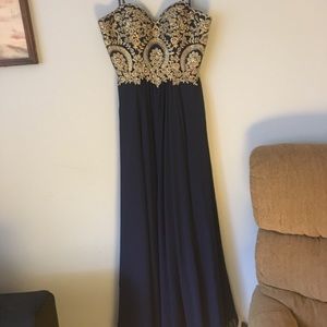 Blue Prom Dress with corset on back